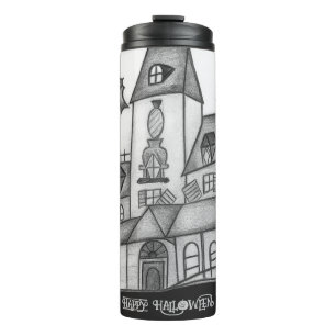 Haunted House and Bats Halloween  Thermal Tumbler