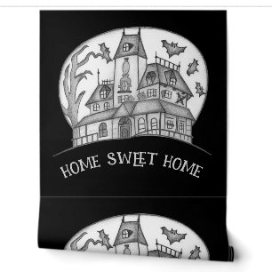 Haunted House and Bats Halloween Wallpaper