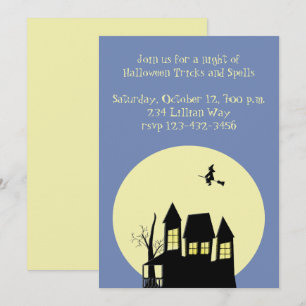 Haunted House and Flying Witch Invitation