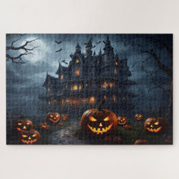 Haunted House and Jack-O-Lanterns Jigsaw Puzzle