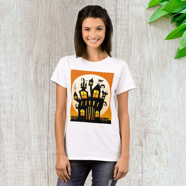 Haunted House And Moon Womens T-Shirt (Creator Uploaded)