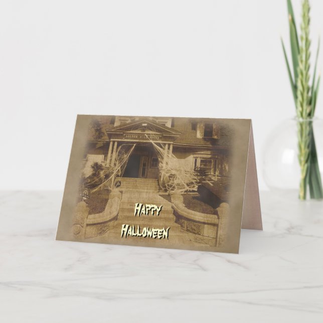 Haunted House at Halloween Card (Front)