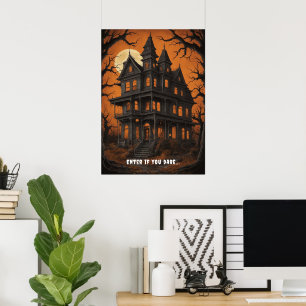 Haunted House at Night Halloween  Poster