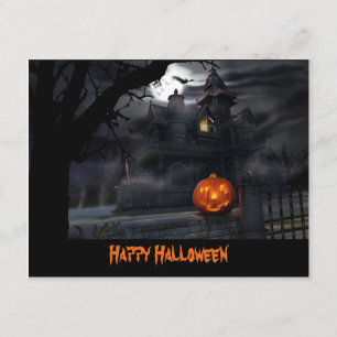 Haunted House Bats Pumpkin Halloween Invitation