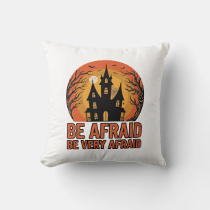 Haunted House Be Afraid Vintage Halloween Design_1 Cushion