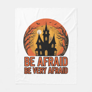 Haunted House Be Afraid Vintage Halloween Design_1 Fleece Blanket