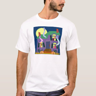 Haunted House Cartoon Ghosts Halloween Art T-Shirt