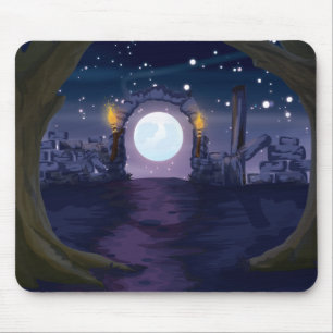 haunted house cartoon mouse mat