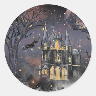 Haunted House Classic Round Sticker