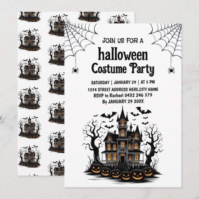Haunted House Costume Halloween Party Invitation   (Front/Back)