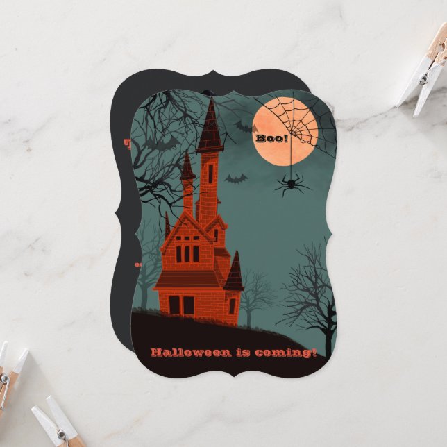 Haunted House Custom Text Spooky Fun Invitation (Front/Back In Situ)