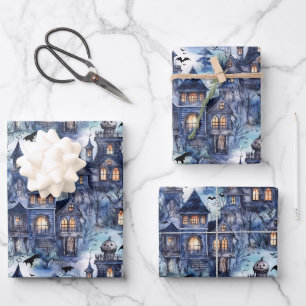 Haunted House Elegant Halloween Wrapping Paper Sheet