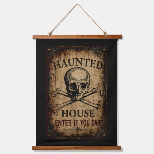 Haunted House Enter If You Dare Hanging Tapestry (Front)