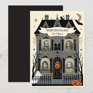 Haunted House Family Photo Halloween  Holiday Card