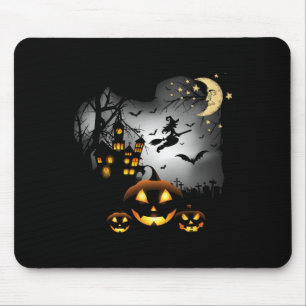 Haunted House - Flying Witch - Jack o Lantern Mouse Mat