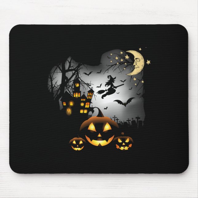 Haunted House  - Flying Witch - Jack o Lantern  Mouse Mat (Front)