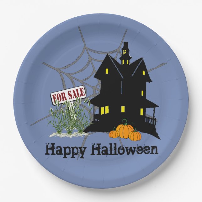 Haunted House For Sale Paper Plate (Front)