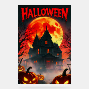 Haunted House Full Moon Acrylic Sign