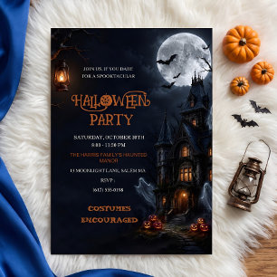 Haunted House Ghosts Halloween Spooky Invitation