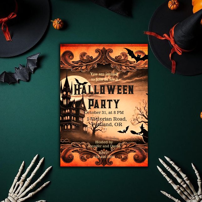 Haunted House Gothic Victorian Vintage Halloween  Invitation (Haunted House Gothic Victorian Vintage Halloween Invitation)