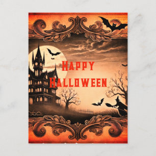 Haunted House Gothic Vintage Happy Halloween Holiday Postcard