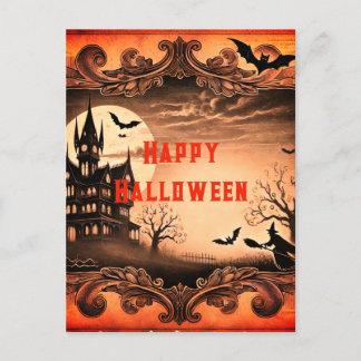 Haunted House Gothic Vintage Happy Halloween Holiday Postcard