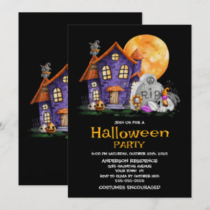 Haunted House Gravestone Halloween Party Invitation