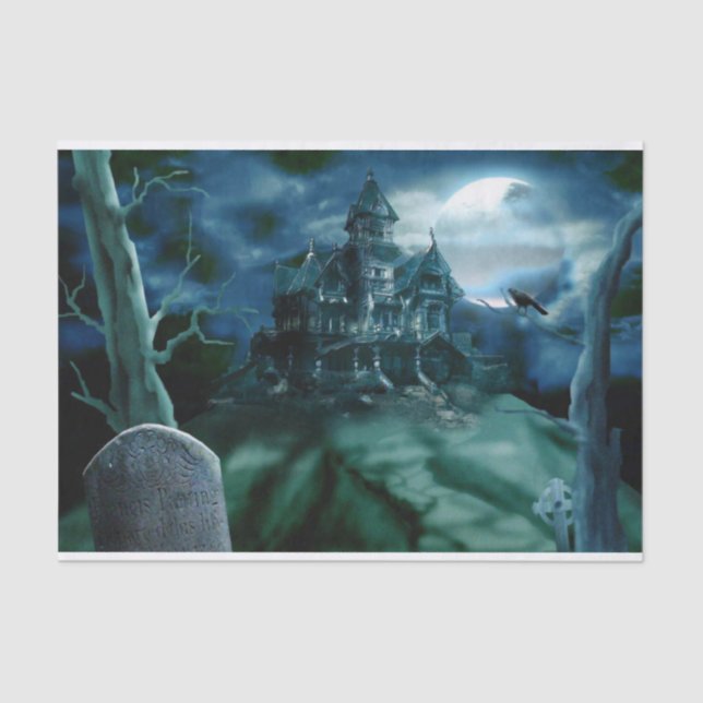 Haunted House Graveyard Tissue Paper (Front)