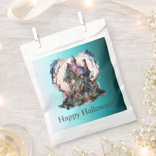 Haunted House Green Blue Ombre Happy Halloween Favour Bags