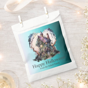 Haunted House Green Blue Ombre Happy Halloween Favour Bags