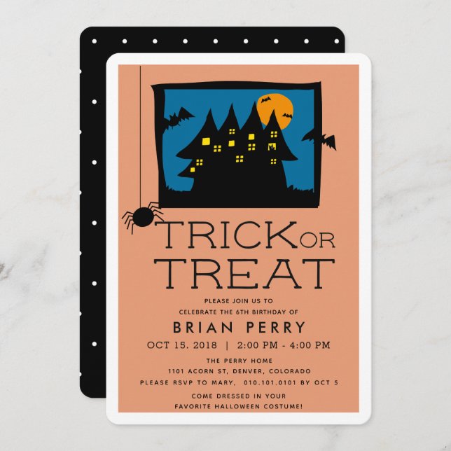 Haunted House Halloween Birthday Party Invitation (Front/Back)