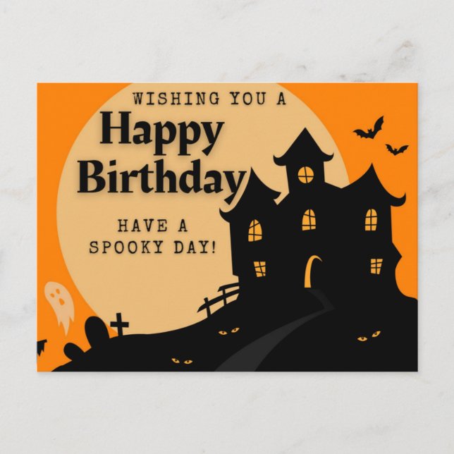 Haunted House Halloween Birthday Postcard (Front)