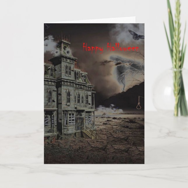 Haunted House Halloween Card (Front)