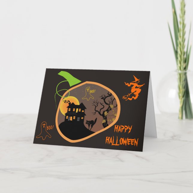 Haunted House Halloween Custom Greeting Card (Front)
