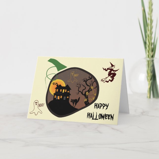 Haunted House Halloween Custom Greeting Card (Front)