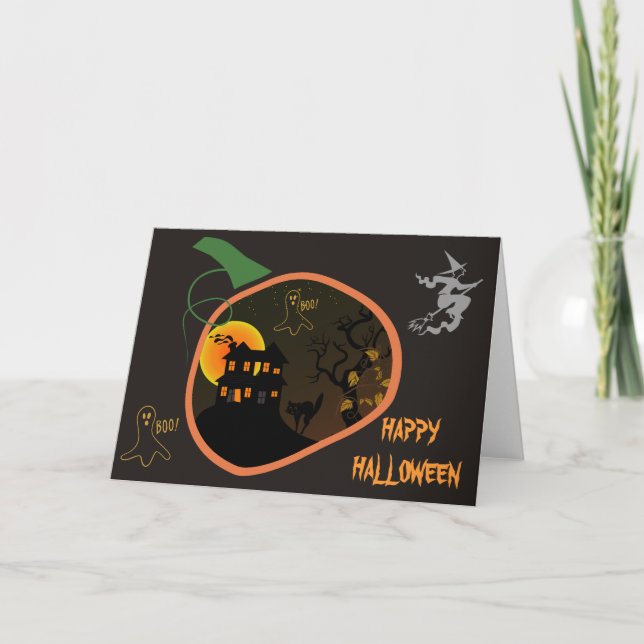 Haunted House Halloween Custom Greeting Card (Front)