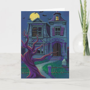 Haunted house Halloween customisable card