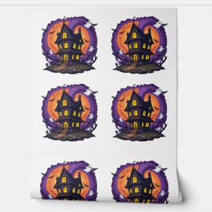 Haunted House Halloween Gothic Spooky Mansion Bats Wallpaper