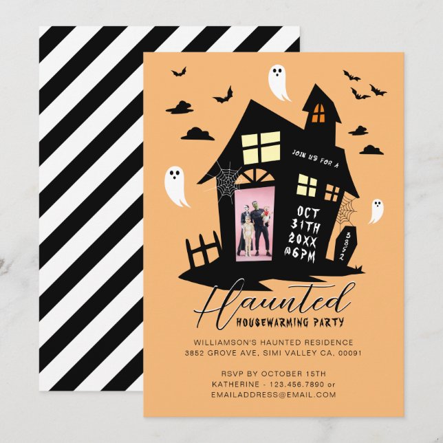 Haunted House Halloween Housewarming Party Photo Announcement (Front/Back)