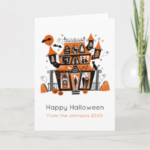 Haunted House Halloween illustrated Card