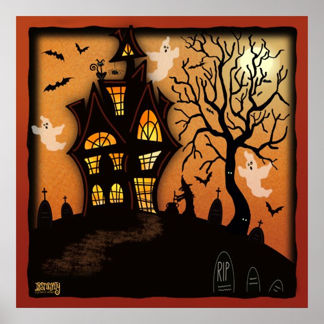 Haunted House Halloween Inspirivity Classroom Poster (Front)