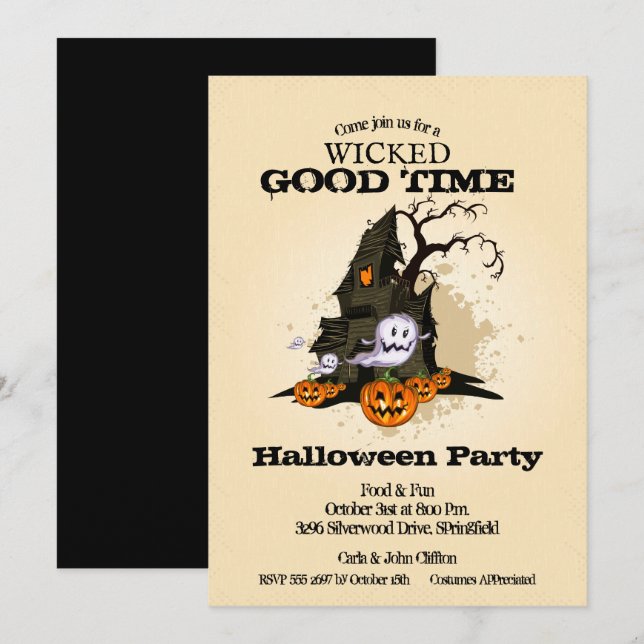 Haunted House Halloween Invitation (Front/Back)