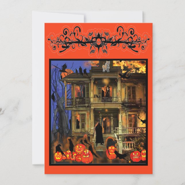 Haunted House Halloween Invitation  (Front)