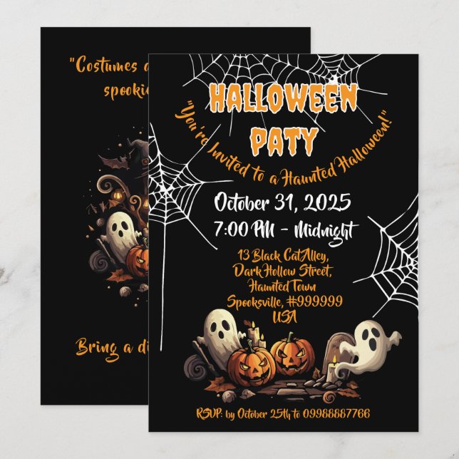 👻 Haunted House Halloween  Invitations🎃🕷️ Invitation (Front/Back)