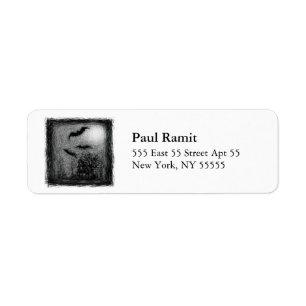 Haunted House Halloween Label Grey