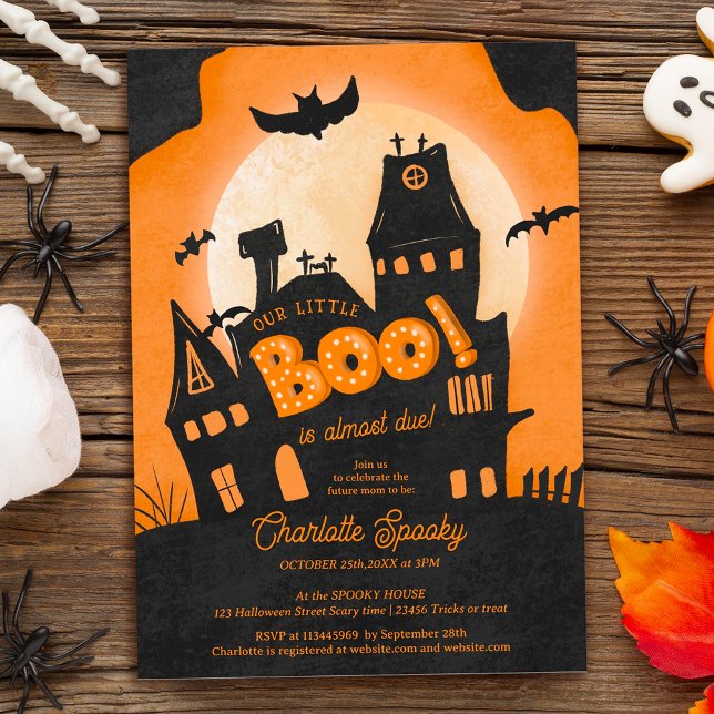 Haunted house Halloween little boo baby shower Invitation (Haunted house Halloween little boo baby shower Invitation)
