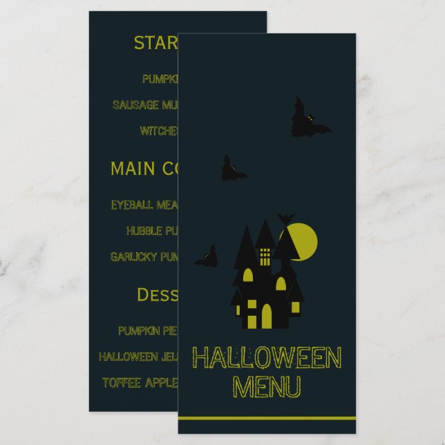 Haunted House, Halloween Menu (Front/Back)