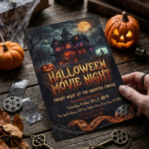 Haunted House Halloween Movie Night Invitation