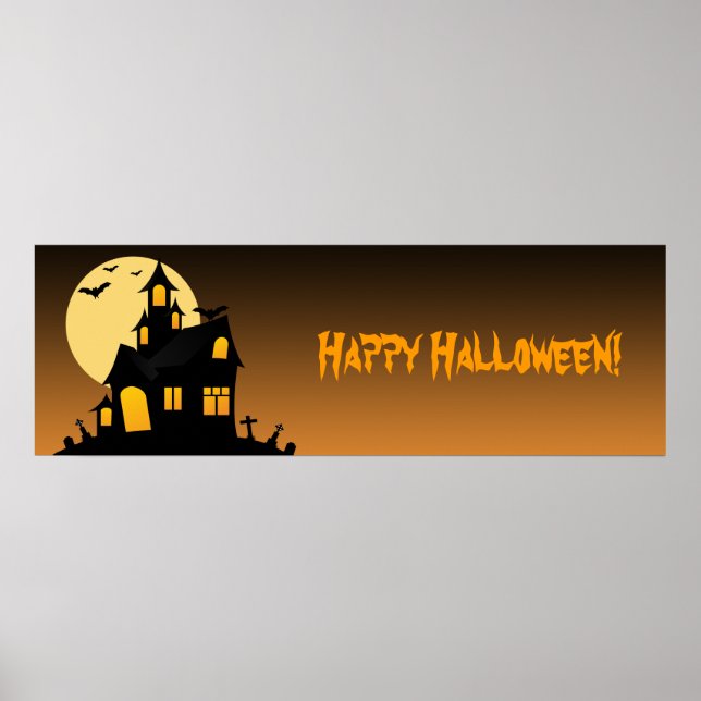 Haunted House Halloween Party Banner Poster (Front)