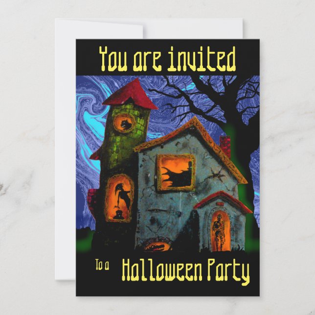 HAUNTED HOUSE HALLOWEEN PARTY by Slipperywindow Invitation (Front)